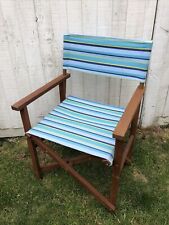 Good Quality Hard Wood Directors Garden Chair Striped VGC Beach Hut Camper Van for sale  Shipping to South Africa