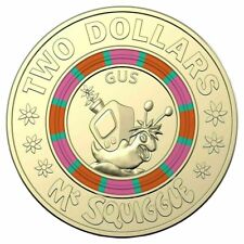 Mr Squiggle Gus - $2 Two Dollar Coloured Coin Rare 2019 Queen Australia - CIRC for sale  Shipping to South Africa