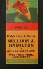 1940s William J Hamilton Match Cover Collector Fence Sexy PinUp West New York NJ for sale  Shipping to South Africa