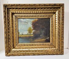 Ornate Antique 19th C Gilt Deep Frame 14" x 16" w/ Landscape Painting for sale  Shipping to South Africa