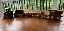 VTG Handmade Wooden Toy Train Set Handcrafted Natural Wood 36” Decor for sale  Shipping to South Africa