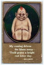 c1910's My Coming Drives The Blues Away Billiken Unposted Antique Postcard for sale  Shipping to South Africa