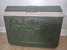 Vintage 1992 Rubbermaid Green 12 gallon Deer Scene Cooler Ice Chest Freezer Rare for sale  Shipping to South Africa