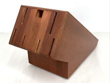 Solid Wood 7-Hole Slanted Knife Block Cherry Stain, used for sale  Shipping to South Africa