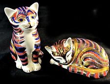 Pair Of Royal Crown Derby Cats Sitting/Sleeping Kittens Old Imari Gold Stopper for sale  Shipping to South Africa