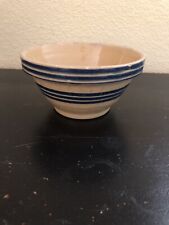 Antique Yellow Ware Small Bowl w/Triple Blue Stripes Window Pane Design for sale  Shipping to South Africa
