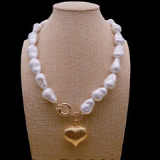 Pingente de coração escovado colar barroco concha do mar branco comprar usado  Enviando para Brazil