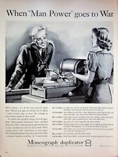 1942 Mimeograph Duplicator When Man Power goes to World War 2 WWII Print Ad for sale  Shipping to South Africa