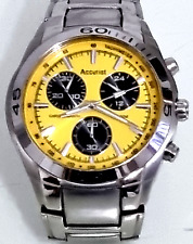 Accurist All Steel Sports Chronograph Quartz Yellow Face Watch MB772Y VGC for sale  Shipping to South Africa
