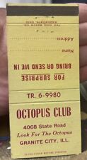Capa Matchbook Octopus Club Granite City Illinois comprar usado  Enviando para Brazil