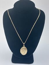 9ct Yellow Gold Engraved Locket Pendant On Box Link Chain Necklace 19" (5.17g) for sale  Shipping to South Africa