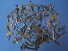 Lote de 100 chaves de esqueleto de metal resistentes artesanais decorativas, padrões em ambos os lados comprar usado  Enviando para Brazil