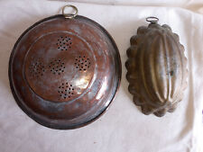 2 Antique Copper? Kitchen Wall Decor Sieve Sifter & Oval Mold from Germany for sale  Shipping to South Africa