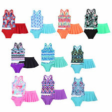 Usado, Conjunto de roupa de banho infantil feminina Tankini top + cartas + saia banho praia  comprar usado  Enviando para Brazil