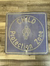 Large Vintage Authentic CHILD PROTECTION ZONE Reflective Street Sign 24" x 24” for sale  Shipping to South Africa