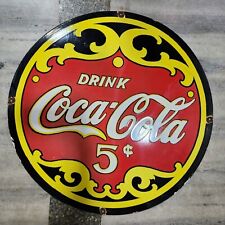 Usado, Placa de esmalte de porcelana Coca-Cola redonda 30 polegadas comprar usado  Enviando para Brazil