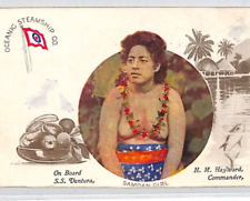 Cartão USA MARITIME OCEANIC STEAMSHIP Co SS VENTURA Honolulu 1904 SAMOAN GIRL PF50 comprar usado  Enviando para Brazil