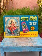 Used, Rare Antique Litho Print Adv Tin Signage LANGAR Cigarette With God Laxmi Picture for sale  Shipping to South Africa