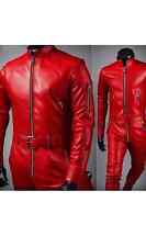 Red Leather Suit , Leather Pent Soft Leather Catsuit Overall Bodysuit Jumpsuit B for sale  Shipping to South Africa