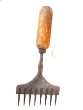 Wide 8 tine ice chipper with wood handle circa early 1900's, used for sale  Shipping to South Africa
