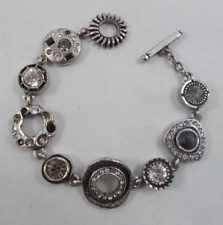 Used, Patricia Locke Bracelet Silver Black Clear Gray Swarovski Crystals 7.5" for sale  Shipping to South Africa