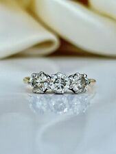 Wonderful 18ct Yellow Gold Platinum Antique Diamomd 3 Stone Trilogy Ring 1.25cts for sale  Shipping to South Africa