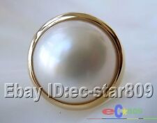 14K GOLD HUGE REAL 8# 20MM WHITE SOUTH SEA MABE PEARL RING p788 for sale  Shipping to South Africa