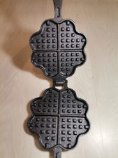 Cast Iron Heart Waffle Iron Uncoated Heart-Shaped Egg Pan Lattice Cake Maker for sale  Shipping to South Africa