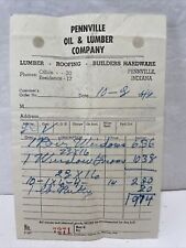 Vintage 1946 Pennville Indiana Oil Lumber Company Receipt Paper IN Roof Hardware for sale  Shipping to South Africa