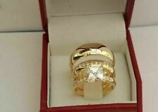 Conjunto de anel de aliança de casamento de diamante ouro amarelo 14K FN Trio His Her criado em laboratório, usado comprar usado  Enviando para Brazil