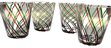 Lote de 4 copos de uísque arte vidro vermelho verde redemoinho bengala doce hortelã-pimenta comprar usado  Enviando para Brazil