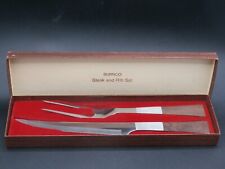MCM Japan BURNCO "Steak & Rib" Carving Knife/Fork Set Teak Handles Original Box for sale  Shipping to South Africa