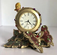 Reloj de mesa vintage de 3"" cuarzo antiguo latón joyas mariposa reloj de mesa estante decoración, usado segunda mano  Embacar hacia Argentina