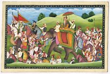 Handmade Sikh Miniature Painting Of Sikh Maharaja Royal Procession Art On Paper for sale  Shipping to Canada