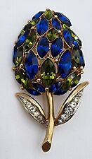 Lindo Broche de Tulipa Flor Eisenberg Antigo Assinado "E" Azul e Verde Strass comprar usado  Enviando para Brazil