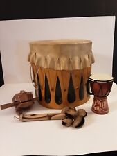Tambor Djembe Bongo Instruments de colección, tambor tronco de árbol, raspador de rana, carcasa maraca segunda mano  Embacar hacia Argentina