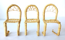 3 cadeiras miniaturas de tecido de palha para casa de bonecas decoração de pátio 3" comprar usado  Enviando para Brazil