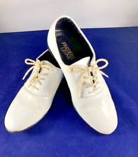 Zapatos de esmoquin blancos para hombre 8M vestido formal imitación charol boda graduación segunda mano  Embacar hacia Argentina