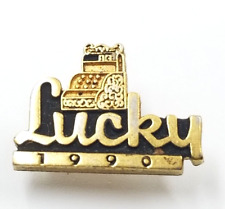 1990 Lucky Stores supermercado caja registradora tono dorado esmalte negro pin anuncio segunda mano  Embacar hacia Argentina