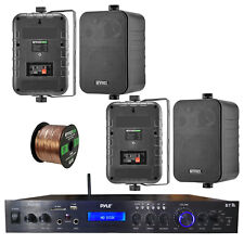 Receptor MP3 Bluetooth amplificado residencial, 4x 4" caixa alto-falantes pretos, fio 16-G 50 pés comprar usado  Enviando para Brazil