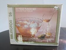 Vtg Anchor Hocking 14 Piece Punch Bowl Set Arlington Design cups ladle no hooks for sale  Canada