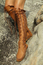 Roma Womens Leather Lace Up Over The Knee High Boots Vintage Moccasins Chic D509 myynnissä  Leverans till Finland