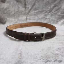 Barcelino Made in Spain Brown Leather Genuine Ostrich Skin Inset Strip Belt 36 for sale  Shipping to South Africa