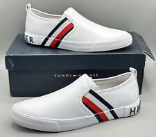 Tênis feminino Tommy Hilfiger Julian listra pintada branco slip-on 8,5 m, usado comprar usado  Enviando para Brazil