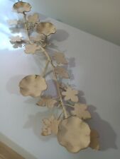 Metal wall decoration flowers leaves on stem cream white color 25 x 8 inches 3d  for sale  Shipping to South Africa