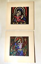 Usado, 2 vitrais retrô Madonna e Criança Maria e Menino Jesus impressões litho década de 1960 comprar usado  Enviando para Brazil