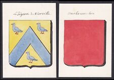 19. Jh. Pigeon de Vierville Narbonne Lara France Wappen coat of arms Aquarell comprar usado  Enviando para Brazil