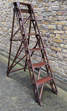 VINTAGE 5 TREAD HATHERLEY LATTISTEP LIBRARY STEPLADDER - SHELLAC SEALED & WAXED, used for sale  Shipping to South Africa