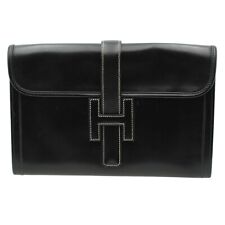 Hermes Caja Cuero de Becerro Jije PM Bolso de Bolso Bolso Porta Documentos Hombres Negro C2817 segunda mano  Embacar hacia Argentina