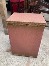 Vintage LLoyd Loom Style Pink Woven Laundry Toy Box with Hinged Lid for sale  Shipping to South Africa